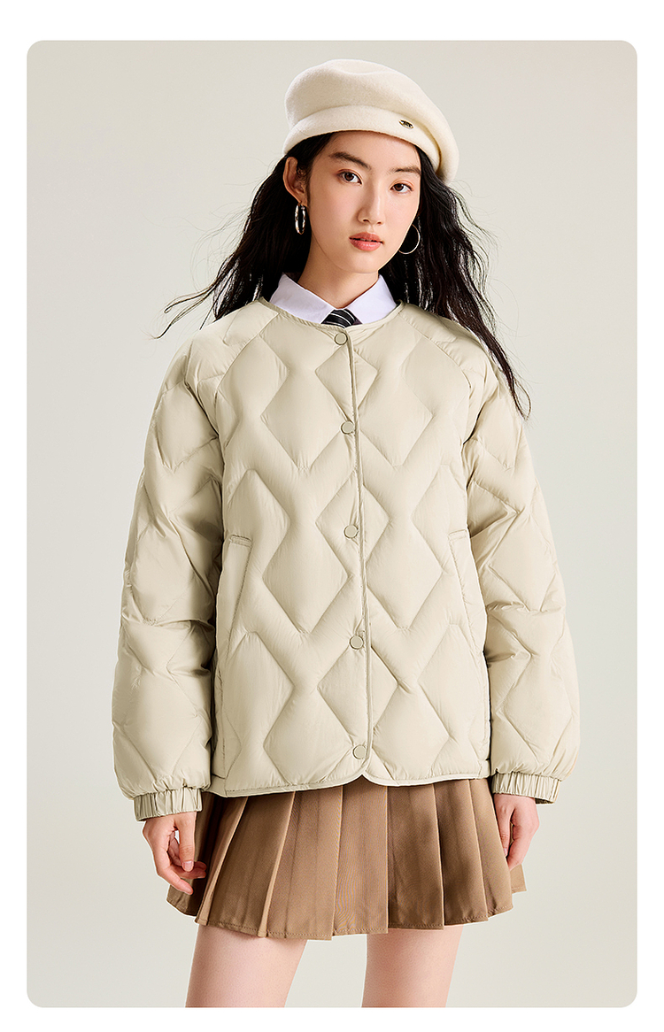 ノーカラージャケット ふわり軽やかノーカラーキルティング