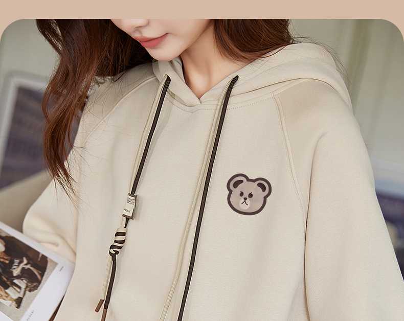 レディースパーカー くまモチーフ ミドル丈パーカー