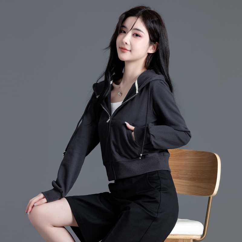 レディースパーカー シンプル細身パーカー