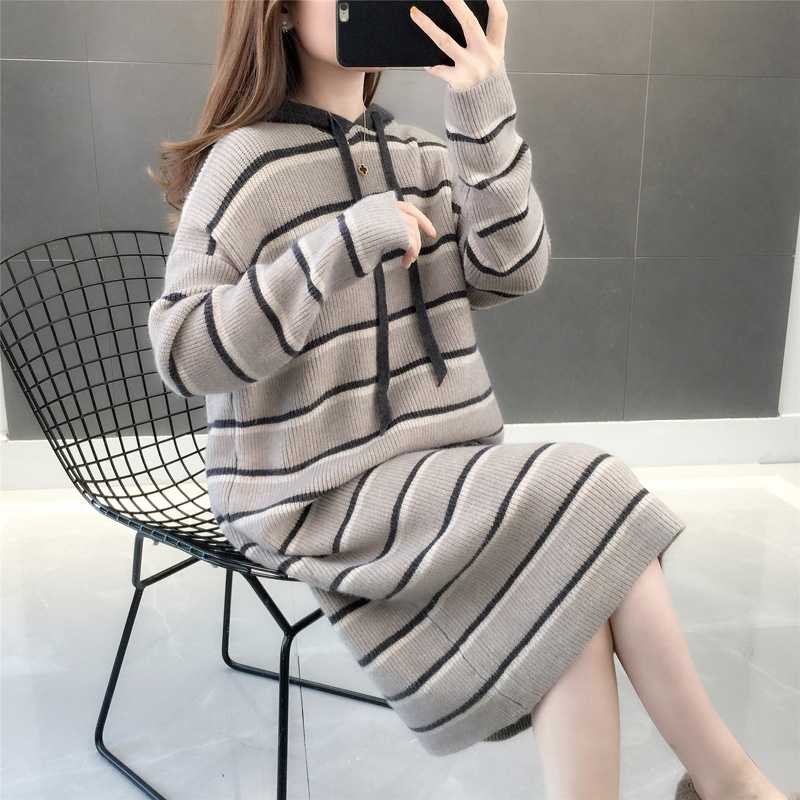 レディースパーカー シンプル ボーダー パーカーワンピース