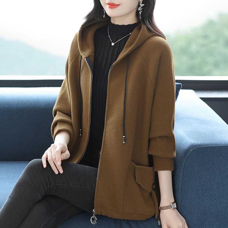 レディースパーカー シンプル大人カジュアルフードパーカー