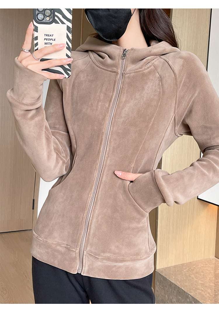 レディースパーカー シンプルスマートジップパーカー