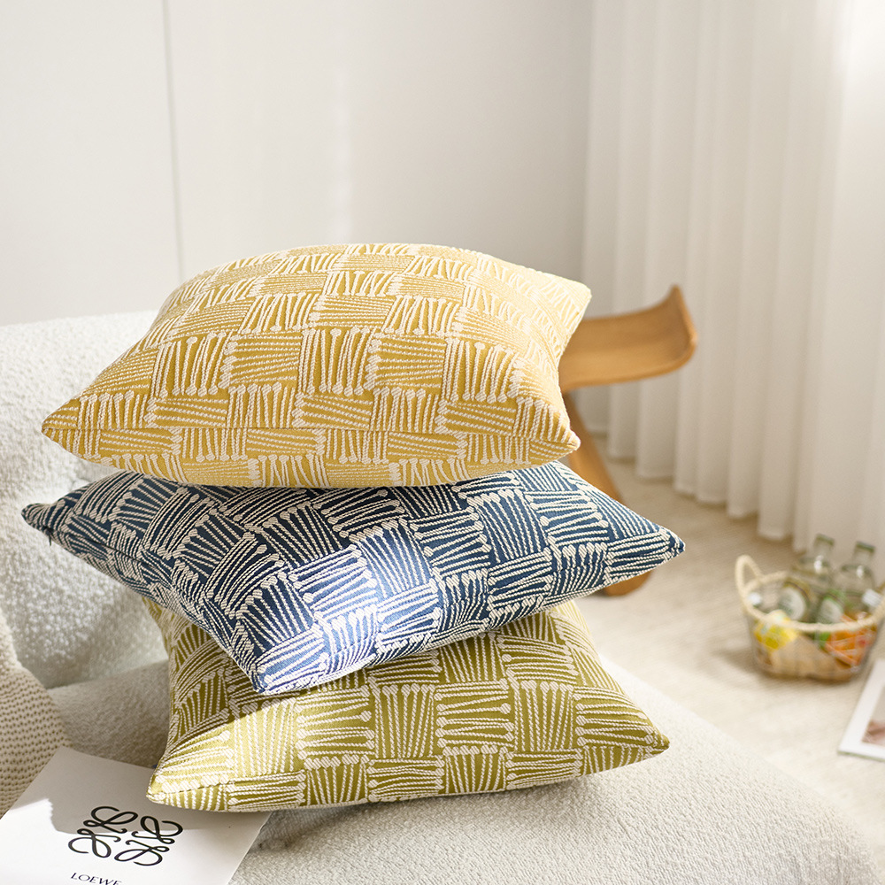  幾何学模様編み込みデザインソファクッション