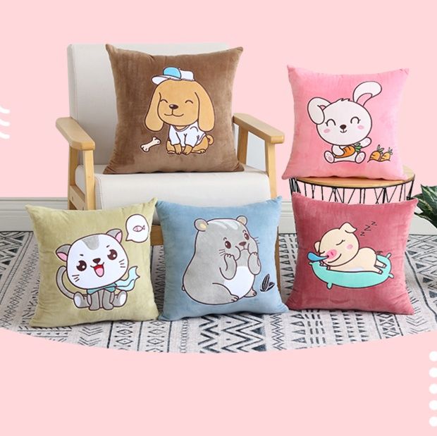 ソファクッション ほのぼの動物刺繍クッション