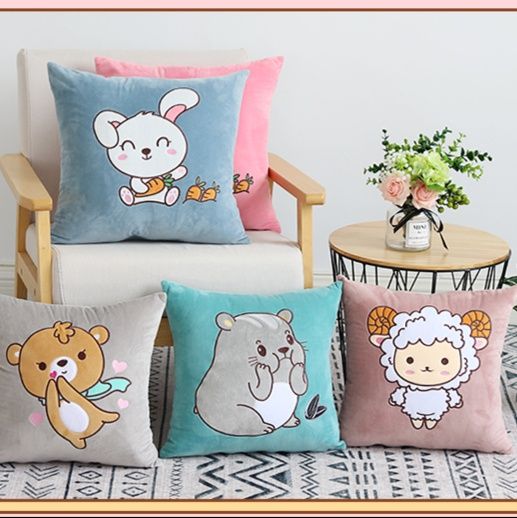 ソファクッション ほのぼの動物刺繍クッション