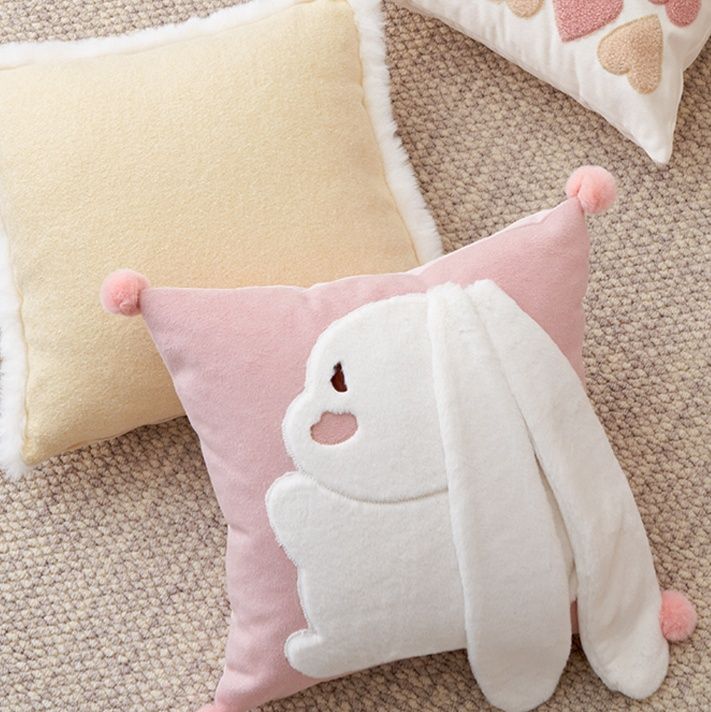 ソファクッション もこもこ動物と優しいハートのクッション