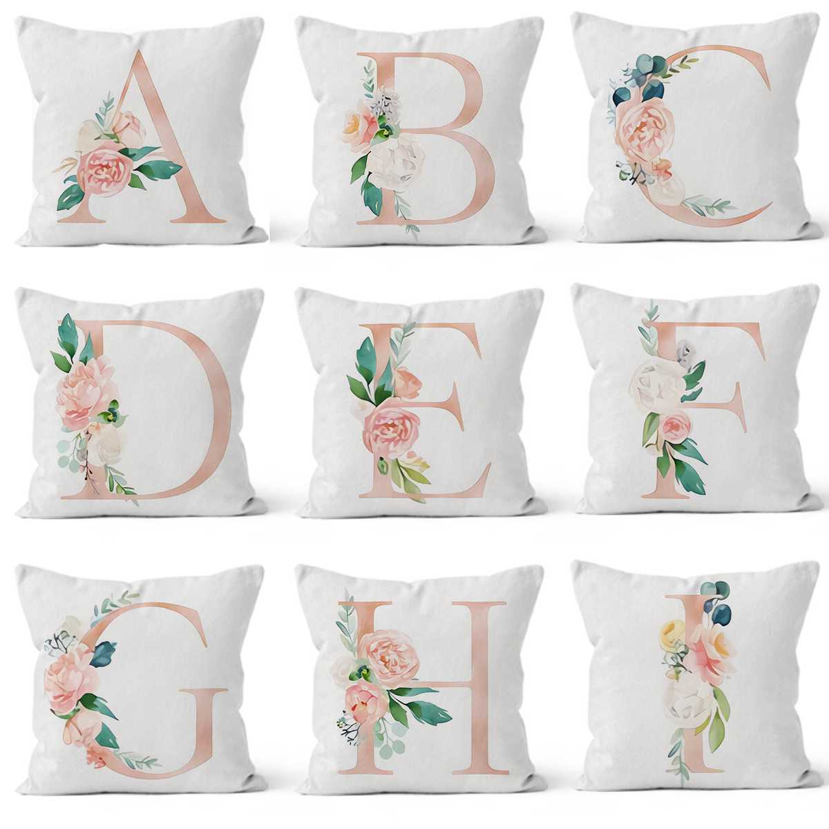 ソファクッション アルファベット花柄クッション装飾