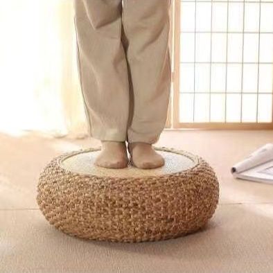 ソファクッション 手編み藁製丸型フロア座布団