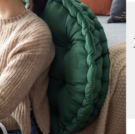 ソファクッション ふっくら丸型キルティング座布団