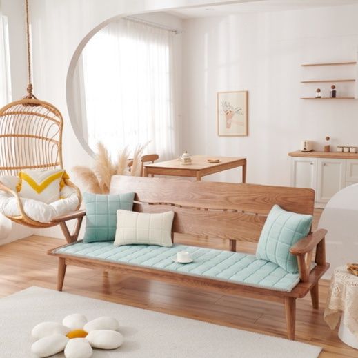 ソファクッション 格子縫い木製長椅子用ふかふか座布団