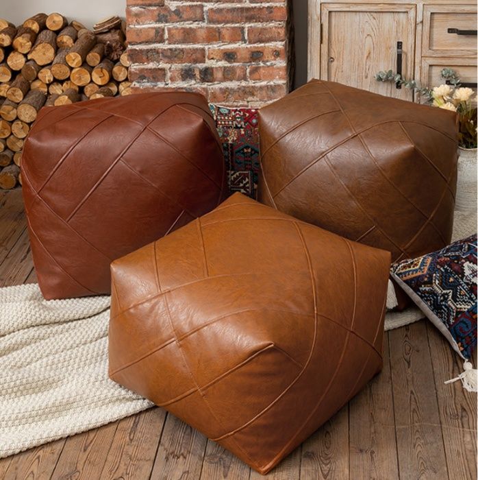 ソファクッション 高級感漂う立方体レザー製ソファクッション座墊