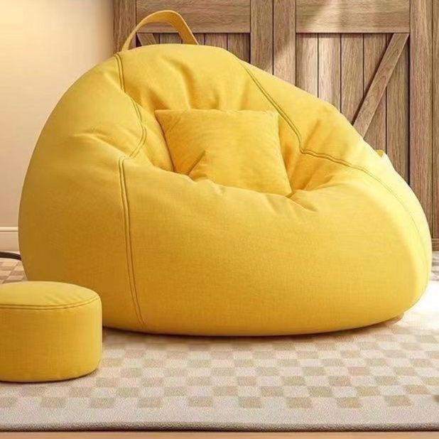 ソファクッション ひまわり刺繍付き特大ビーズクッション足置きセット