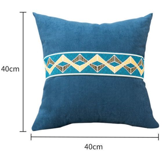 ソファクッション 幾何学模様刺繍入り荷蘭絨正方形ソファクッション