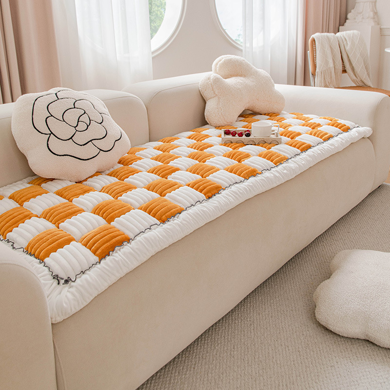 ソファクッション 市松模様キルト仕様ソファマット座布団