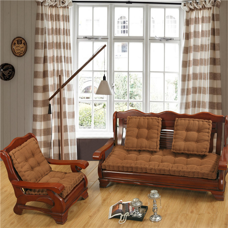 ソファクッション 格子模様キルト加工木製椅子用座布団