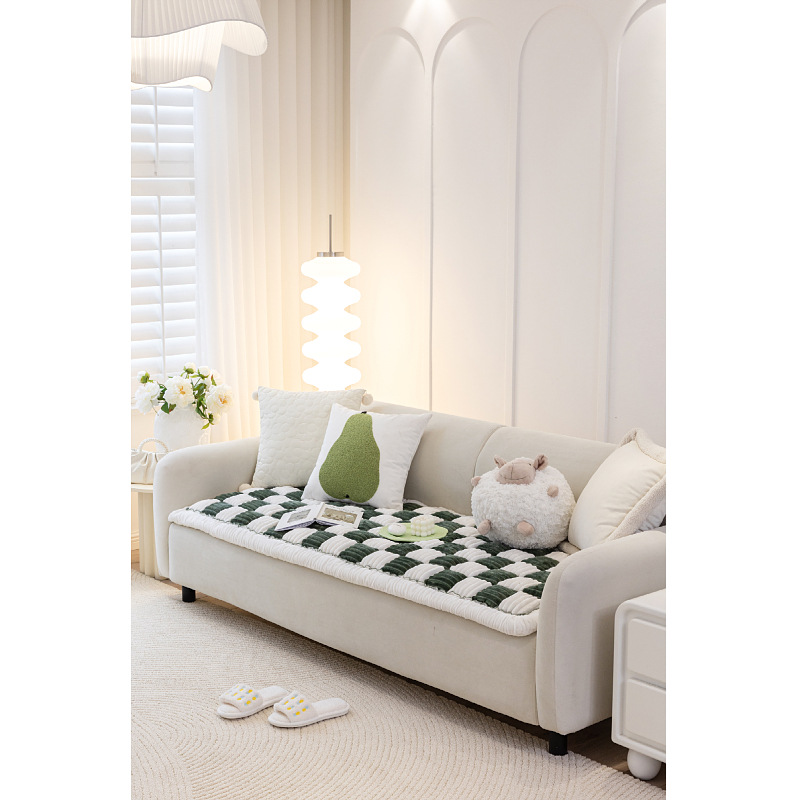 ソファクッション 市松模様ふんわり厚手ソファ座布団