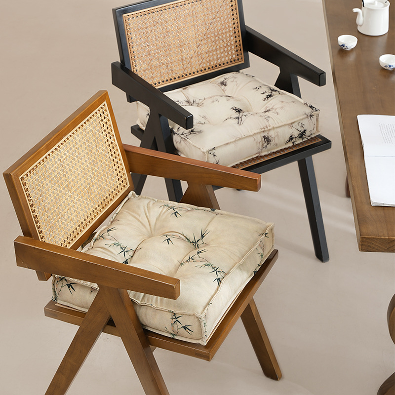 ソファクッション 竹の葉模様厚手ふかふか座布団