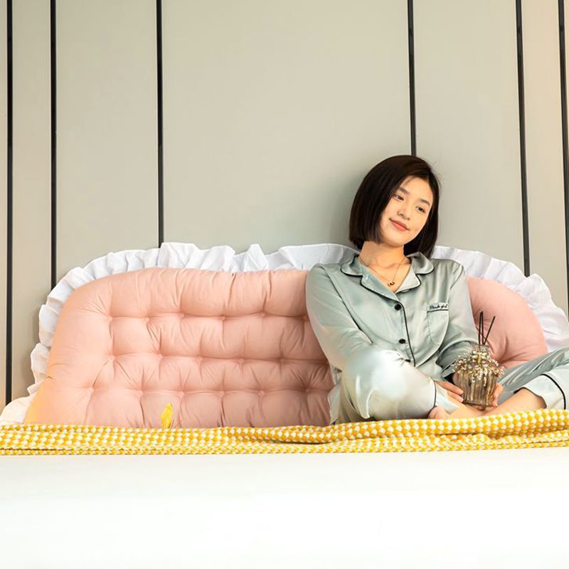 ソファクッション 立体キルティングフリル付き背もたれソファクッション