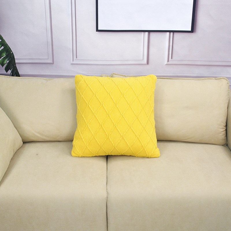 ソファクッション 菱形格子縫い柔らか腰当て抱き枕