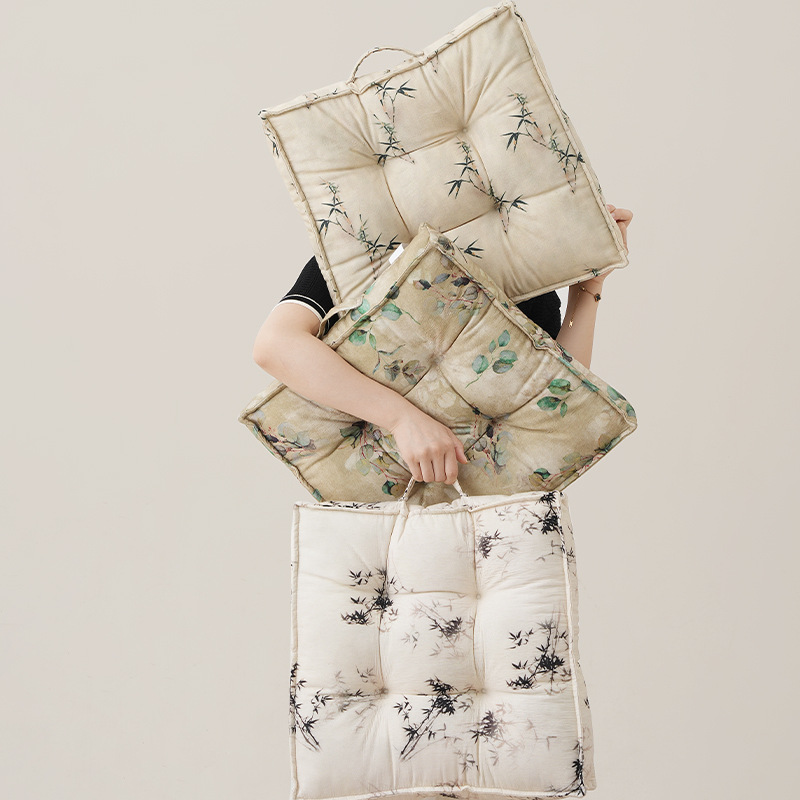 ソファクッション 竹の葉模様厚手ふかふか座布団