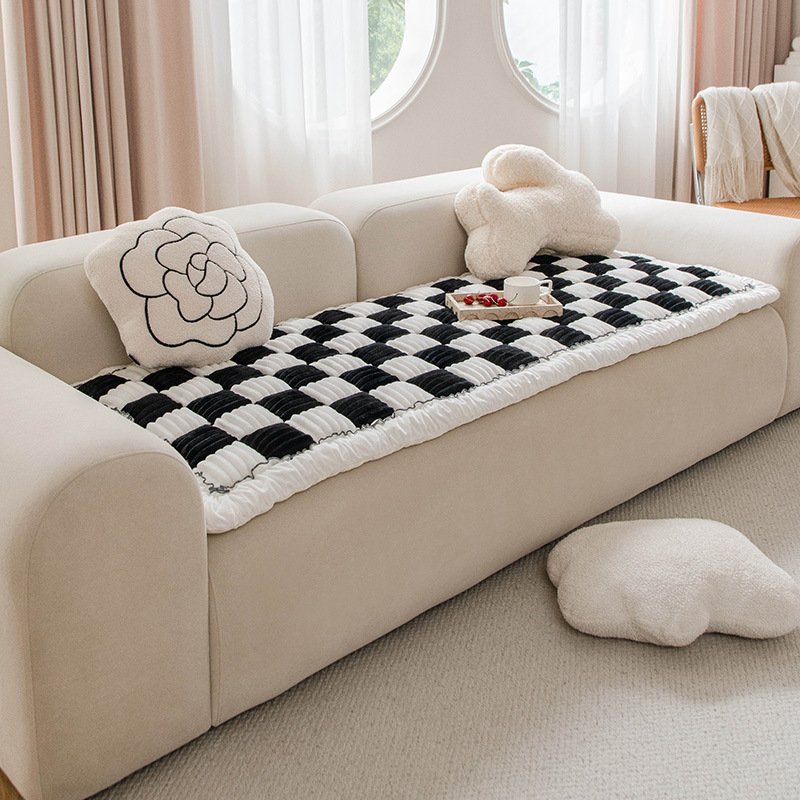 ソファクッション 市松模様キルト仕様ソファマット座布団