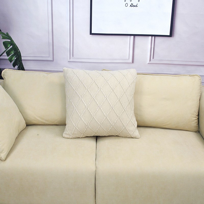 ソファクッション 菱形格子縫い柔らか腰当て抱き枕
