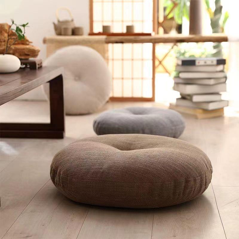 ソファクッション 丸型ふっくら座布団クッション 和風フロアクッション