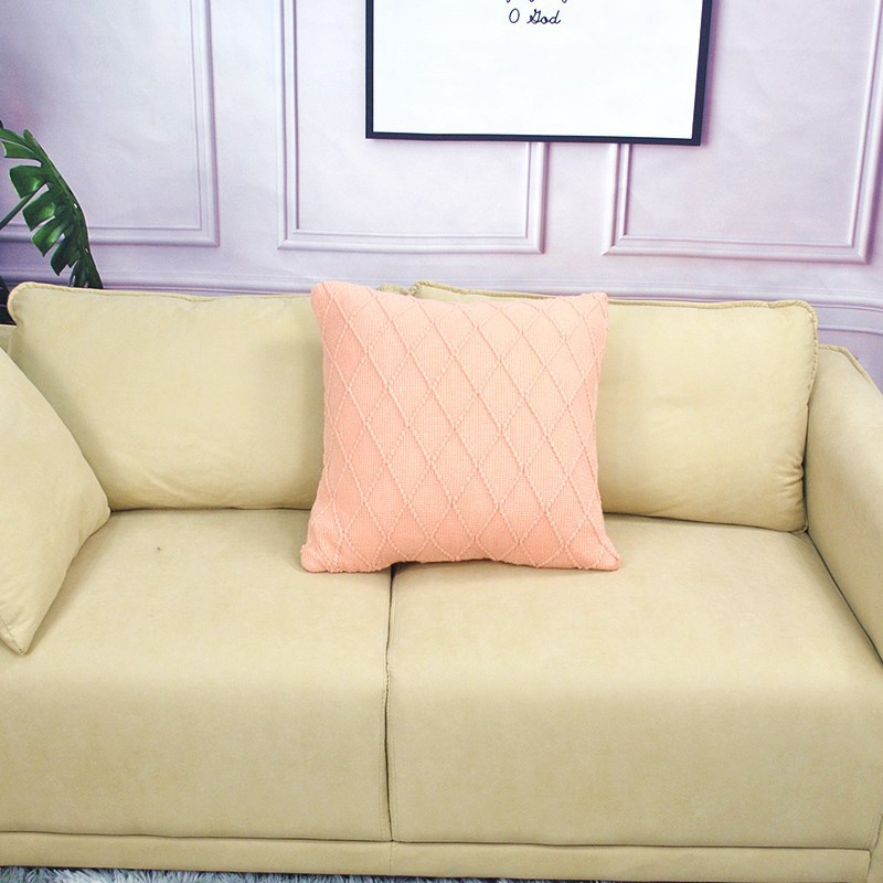 ソファクッション 菱形格子縫い柔らか腰当て抱き枕
