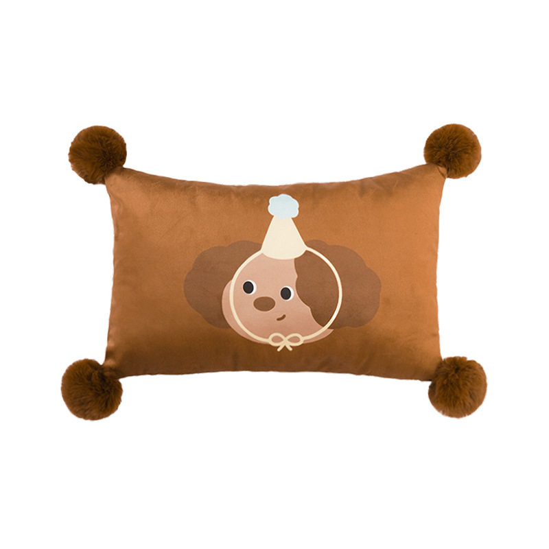 ソファクッション もふもふポンポン付きうさクッション