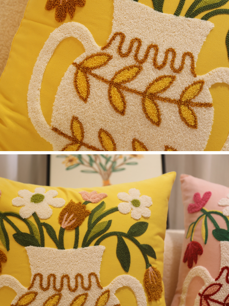 ソファクッション 花束刺繍のクッションセット