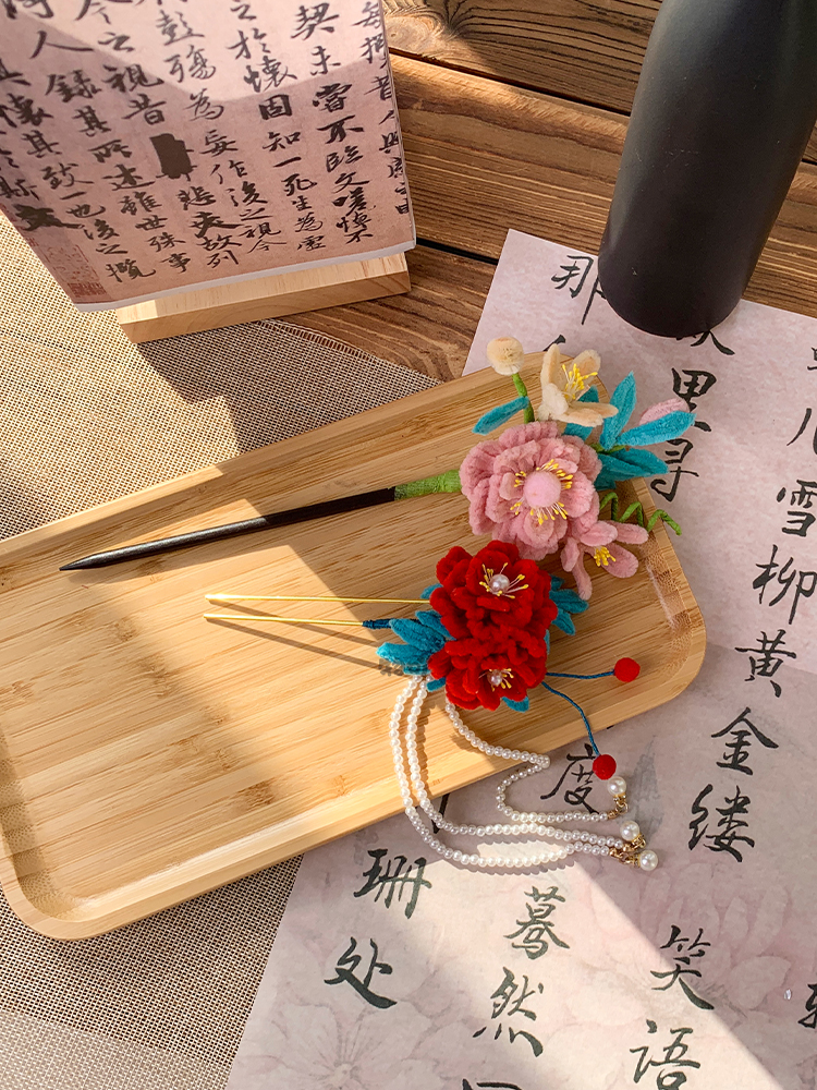 コサージュ 花扇流れ珠飾り 和風コサージュ