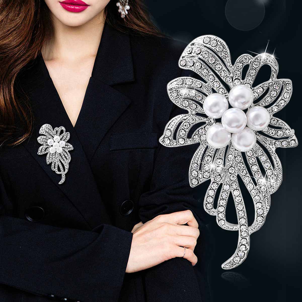 コサージュ 卒業式 真珠とラインストーンの華やかリボンブローチ