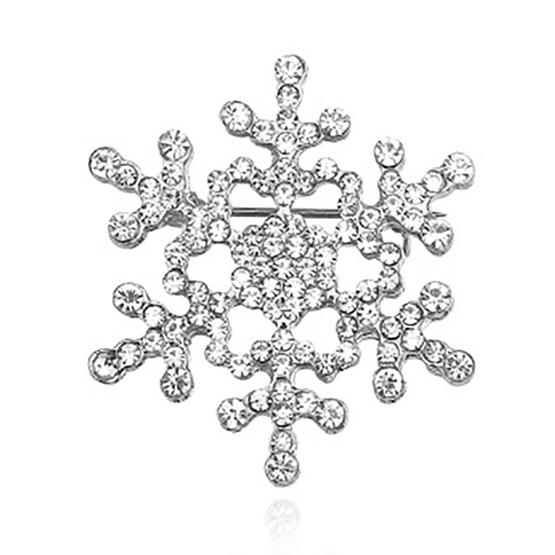 コサージュ 入園式 雪の結晶ブローチ ラインストーン 銀金2色