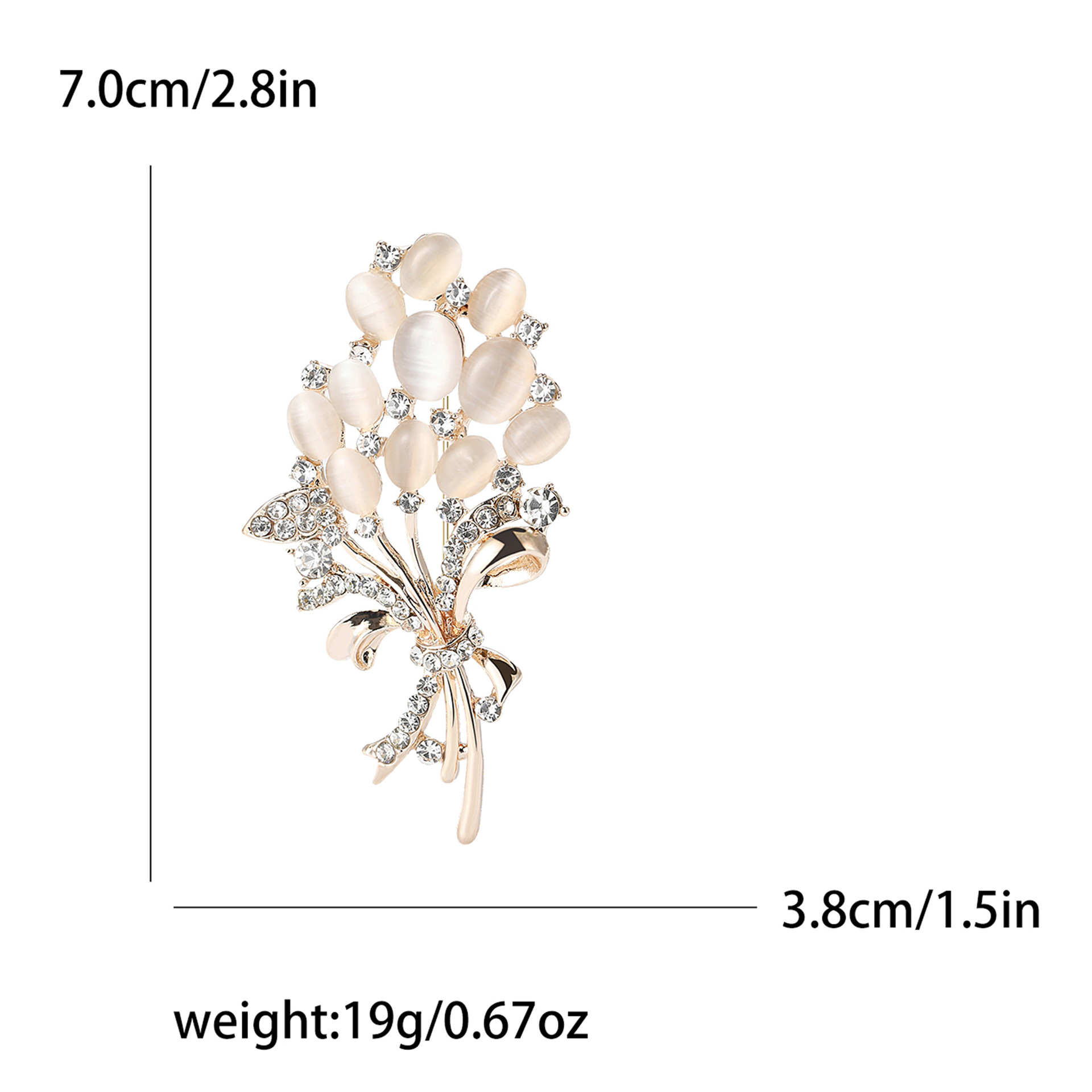 コサージュ 輝石とパール風花束ブーケ型ブローチ