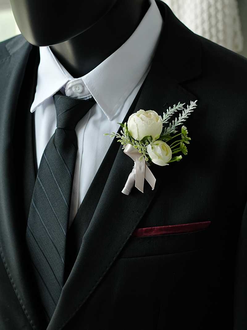 コサージュ 入学式 優美な白薔薇のフォーマルコサージュ