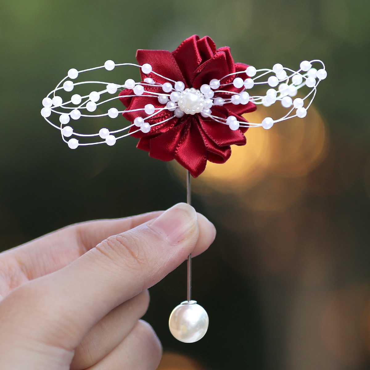 コサージュ 結婚式 蝶の舞う真珠の輝きピン