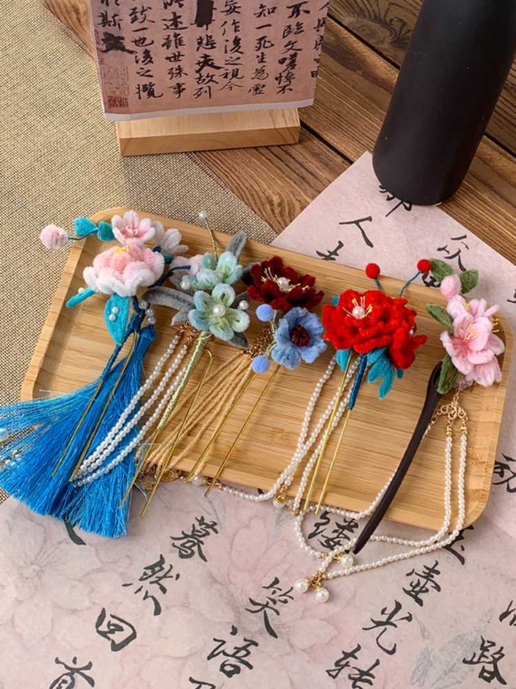 コサージュ 花扇流れ珠飾り 和風コサージュ