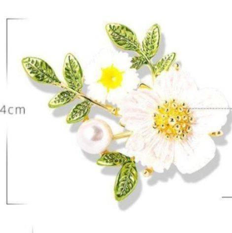 コサージュ 卒業式 用 白花とパールの上品なコサージュブローチ