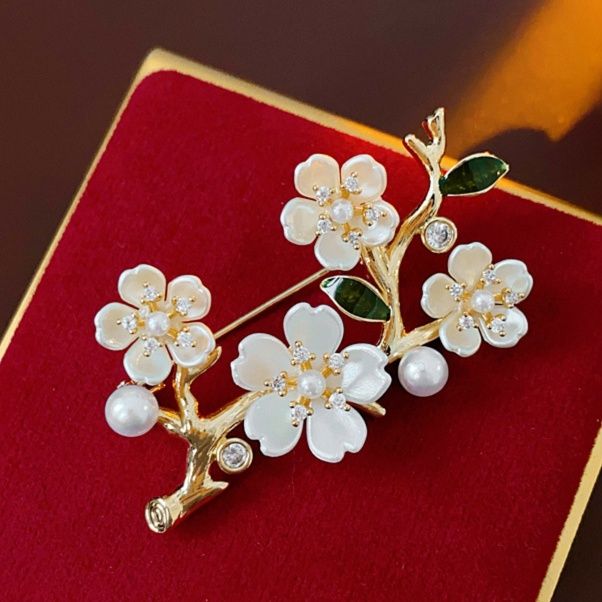 コサージュ 卒業式 桜の枝と真珠の上品な花束コサージュ