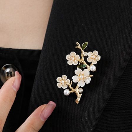 コサージュ 卒業式 桜の枝と真珠の上品な花束コサージュ