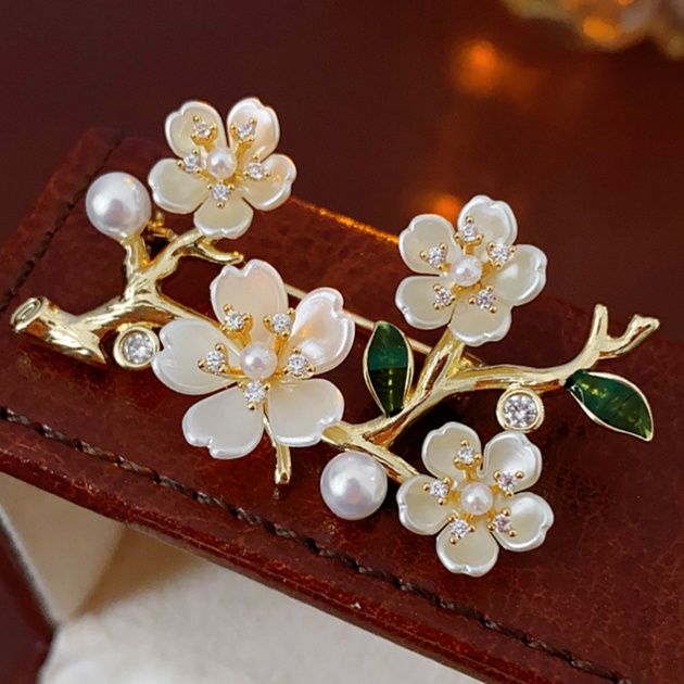 コサージュ 卒業式 桜の枝と真珠の上品な花束コサージュ