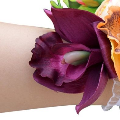 コサージュ 結婚式華やか蘭の手首装着型リストコサージュ