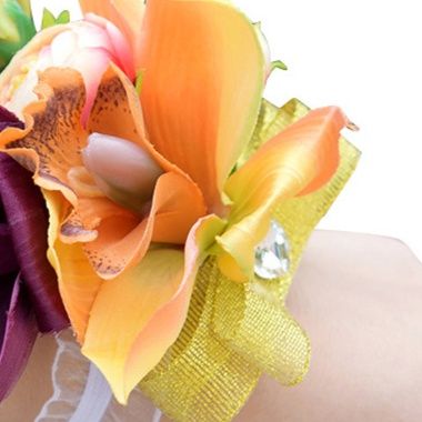 コサージュ 結婚式華やか蘭の手首装着型リストコサージュ