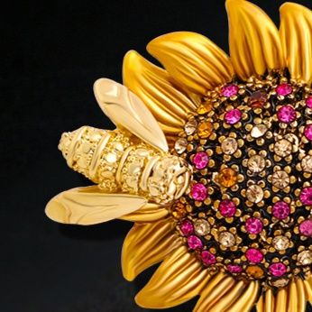 コサージュ 入園式向日葵モチーフ輝石装飾コサージュ