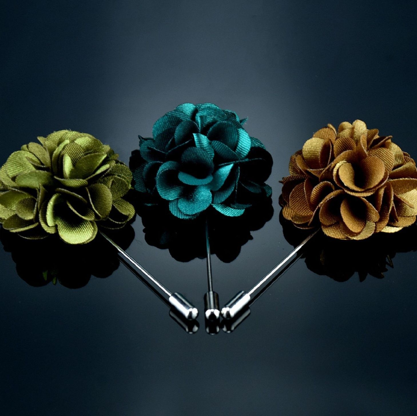 コサージュ結婚式 華やかな立体花モチーフのピンブローチ三色セット