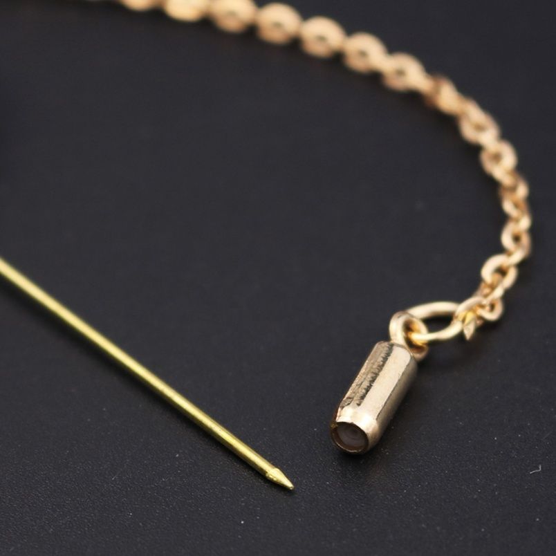 コサージュ卒業式 サテン薔薇と透かし葉のチェーン付きピンブローチ