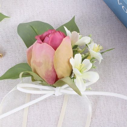 コサージュ 結婚式チューリップと小花の手首用コサージュセット