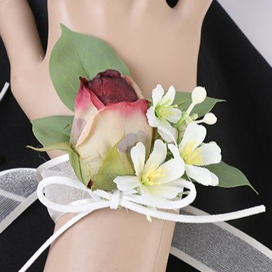 コサージュ 結婚式チューリップと小花の手首用コサージュセット