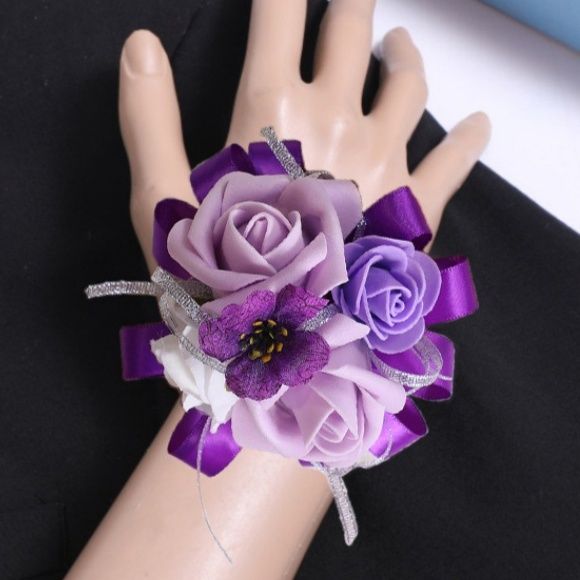 コサージュ結婚式 薔薇とリボンの華やかリストコサージュセット