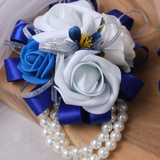 コサージュ結婚式 薔薇とリボンの華やかリストコサージュセット